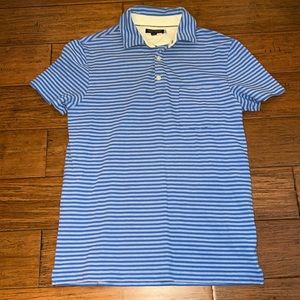 Men’s BANANA REPUBLIC Blue Stripe Short Sleeve Performance Pique Polo Small